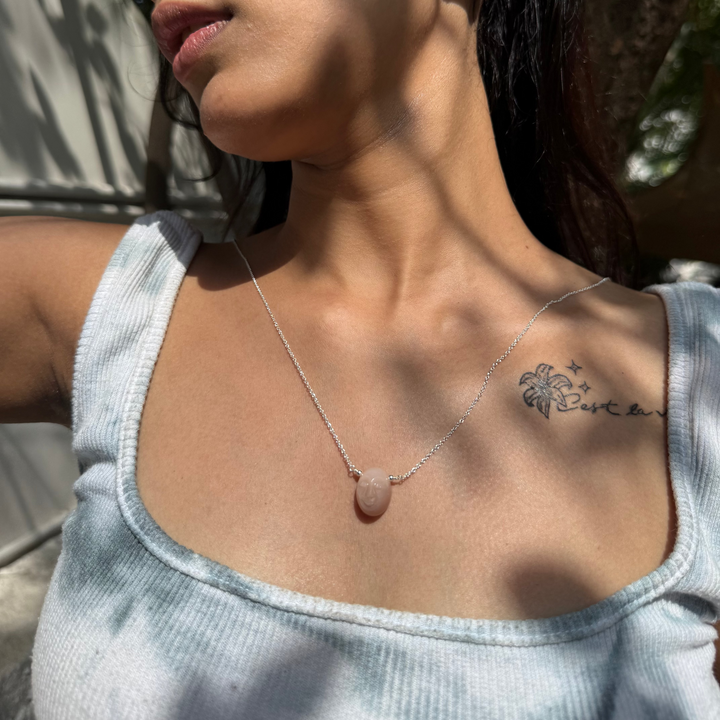 Moonstone moon face necklace