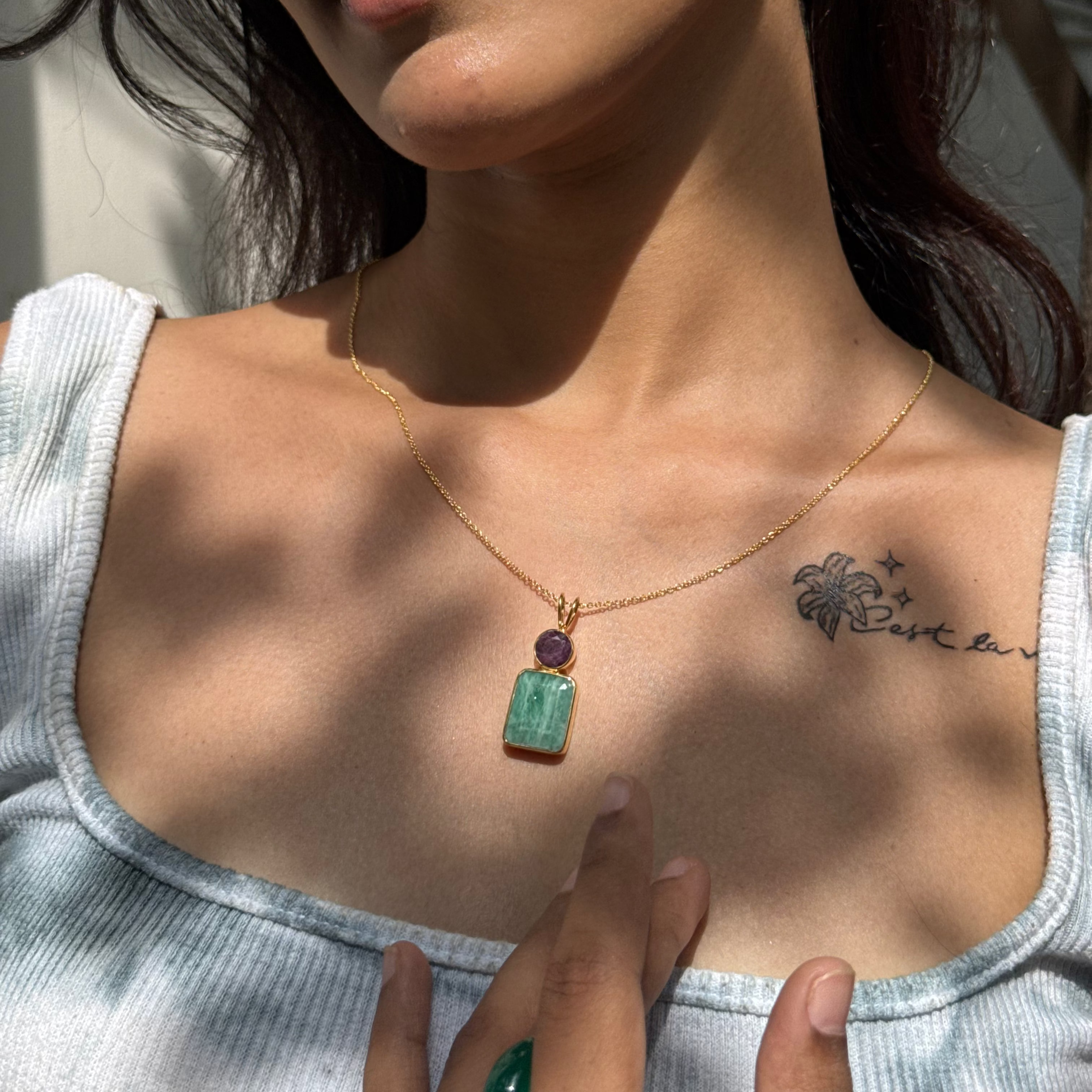 Real emerald & ruby locket