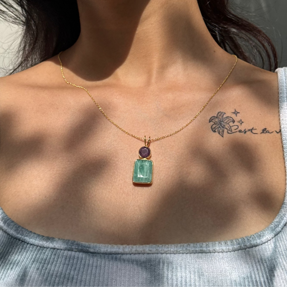 Real emerald & ruby locket