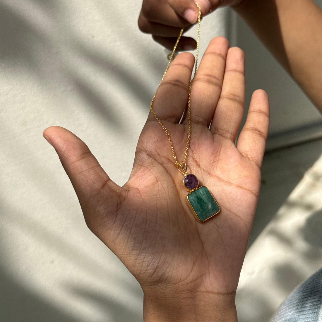 Real emerald & ruby locket