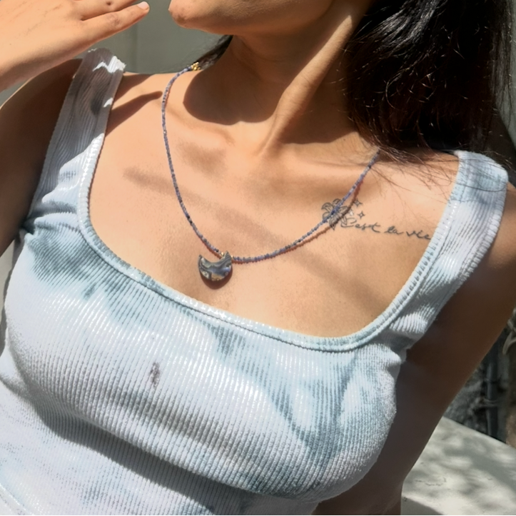 Abalone moon necklace