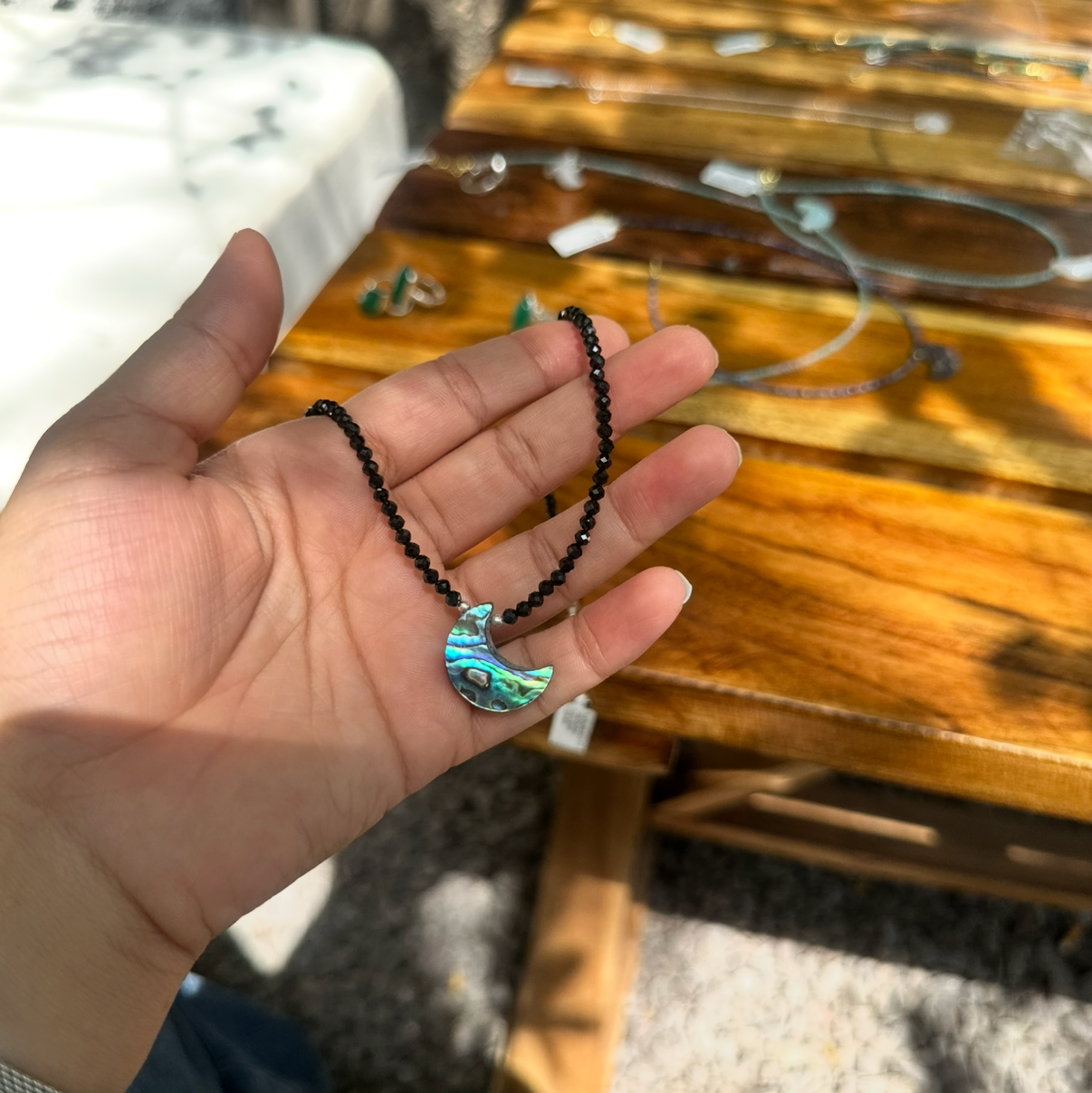Abalone moon necklace