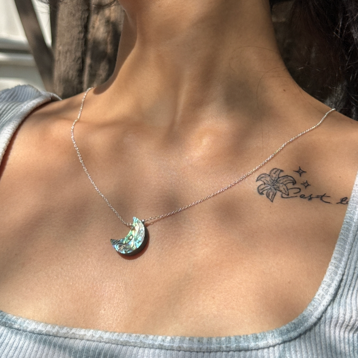 Abalone moon necklace