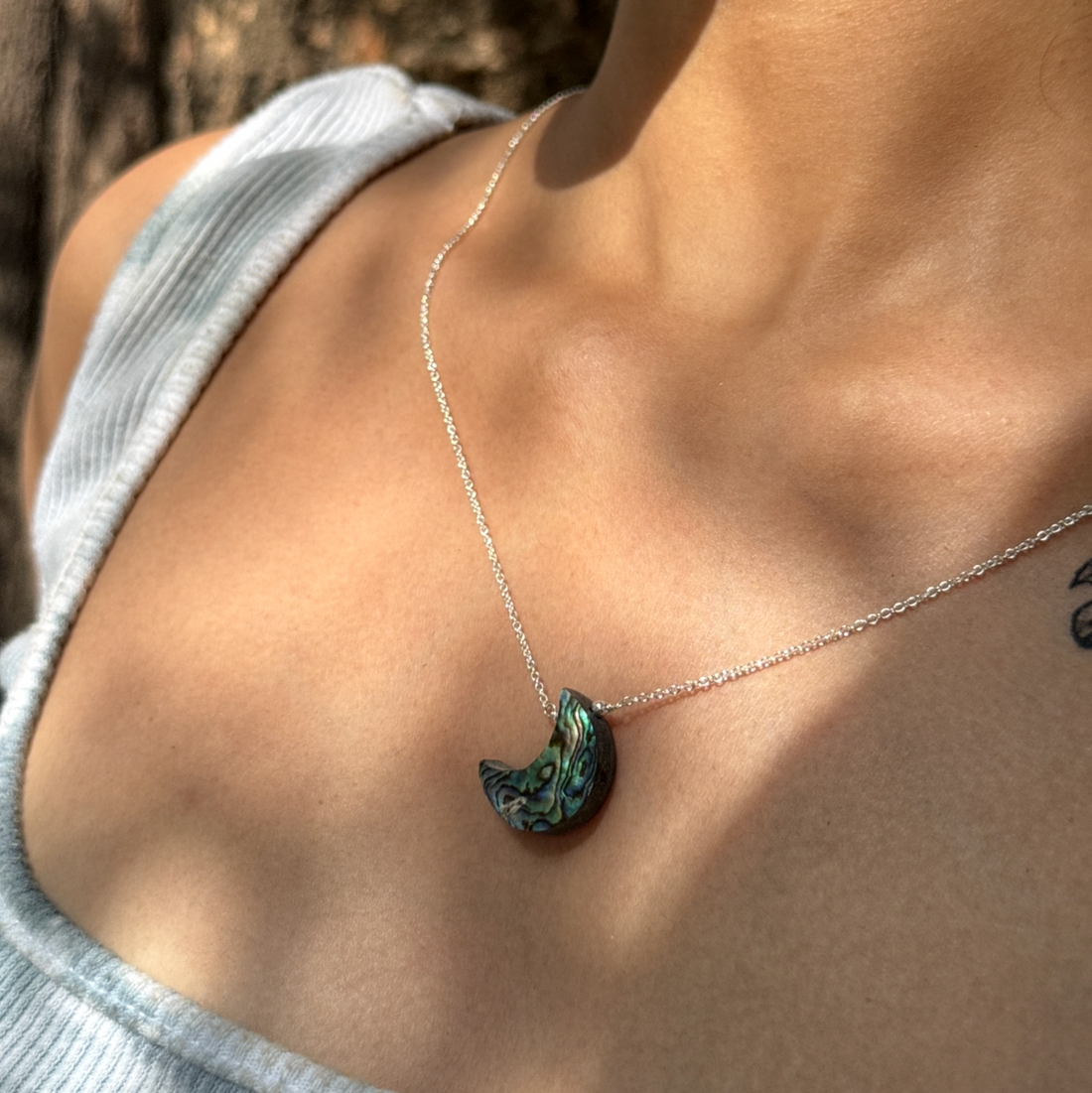 Abalone moon necklace