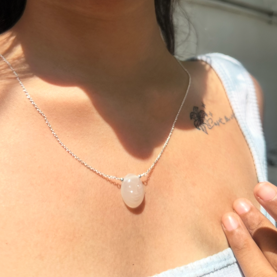 Moonstone moon face necklace