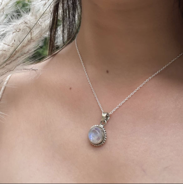 Rainbow moonstone necklace
