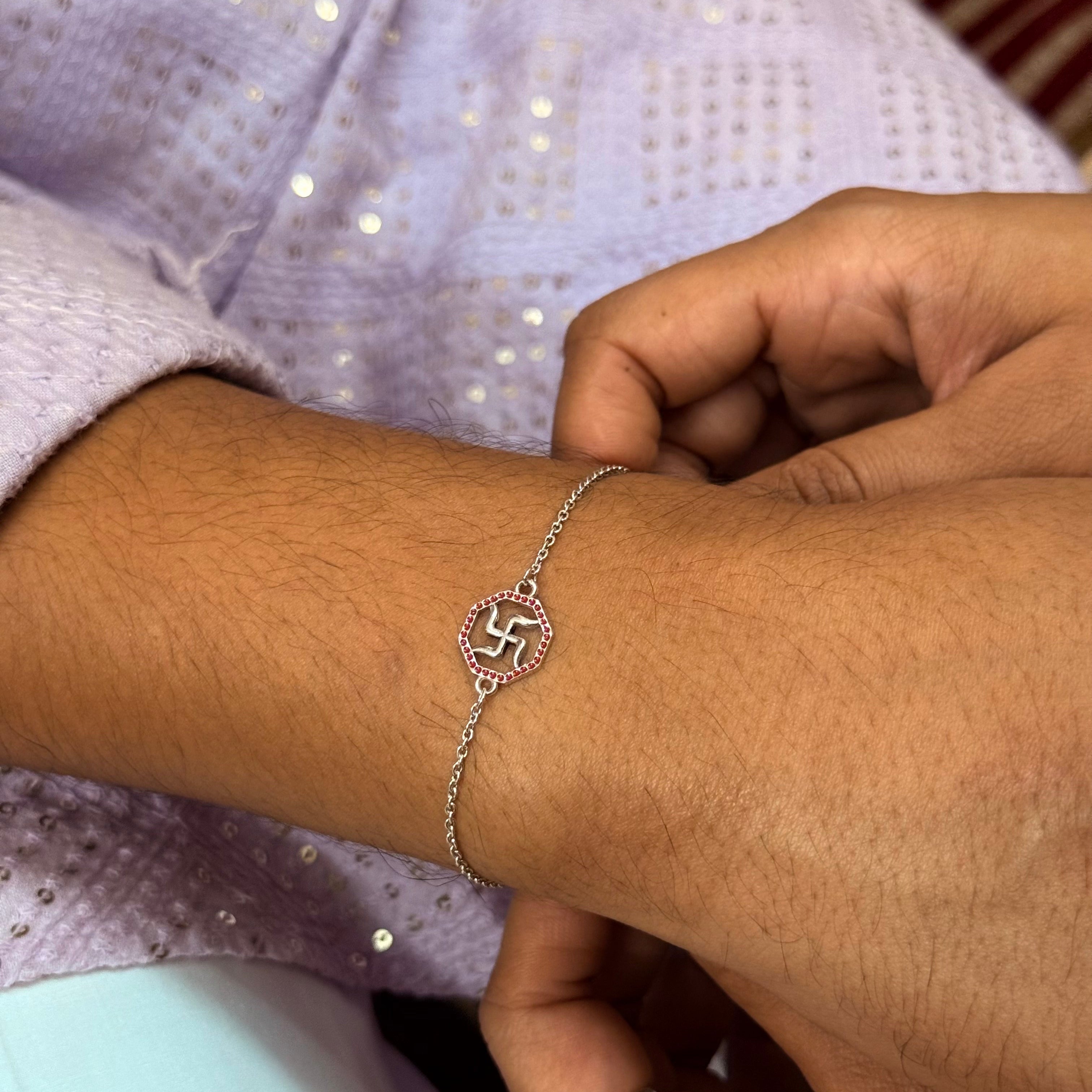 Swastik rakhi bracelet