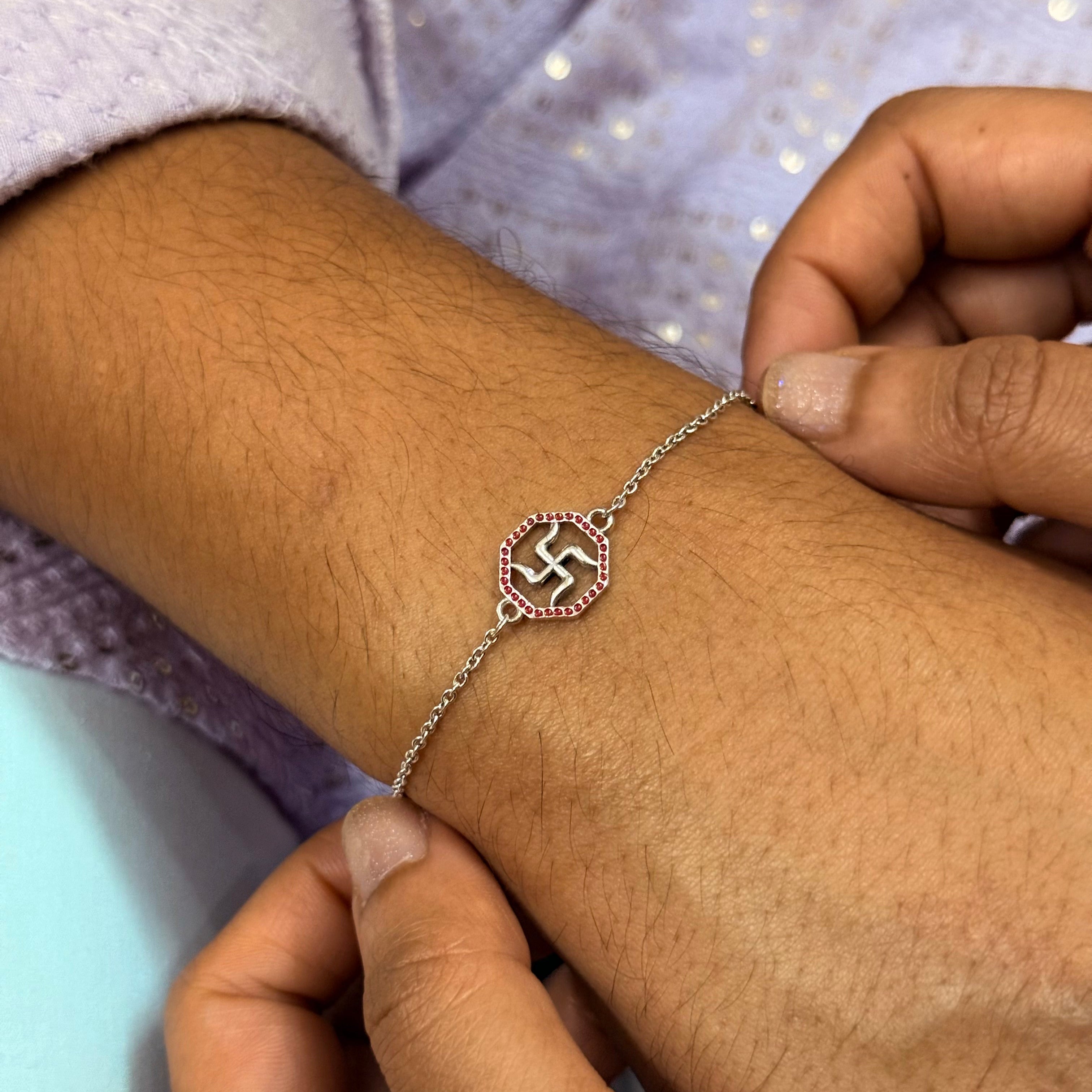 Swastik rakhi bracelet
