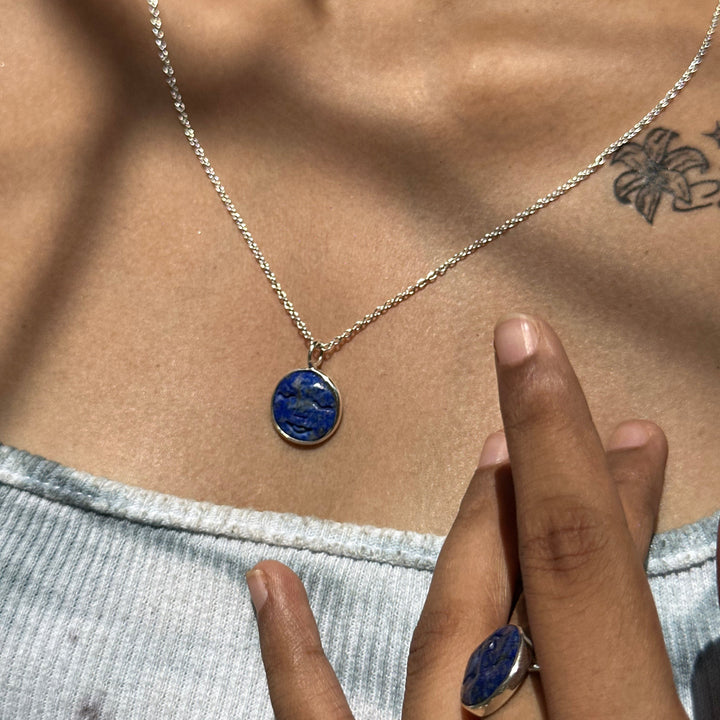 Lapis Lazuli moon face necklace