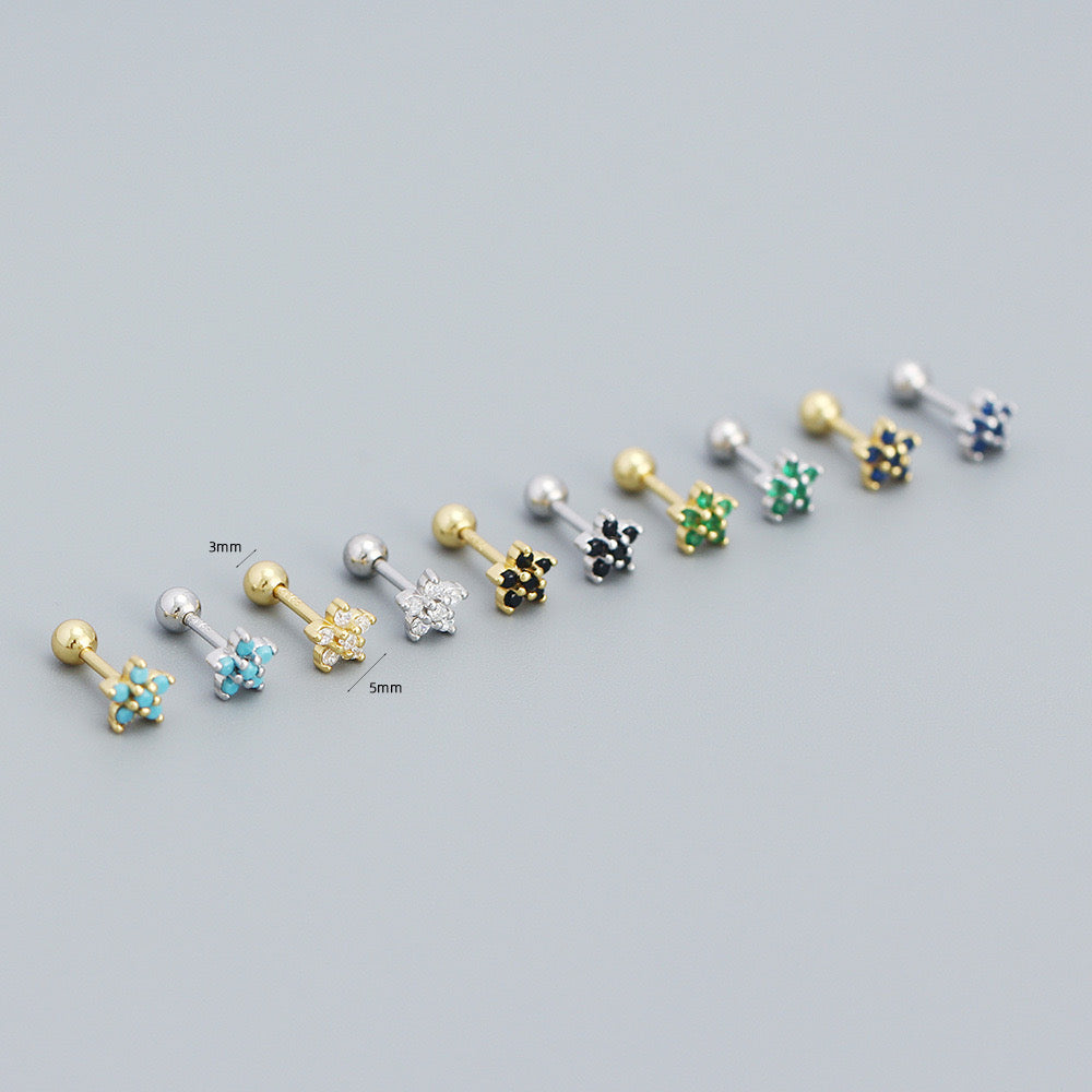 Blue flower flat back studs