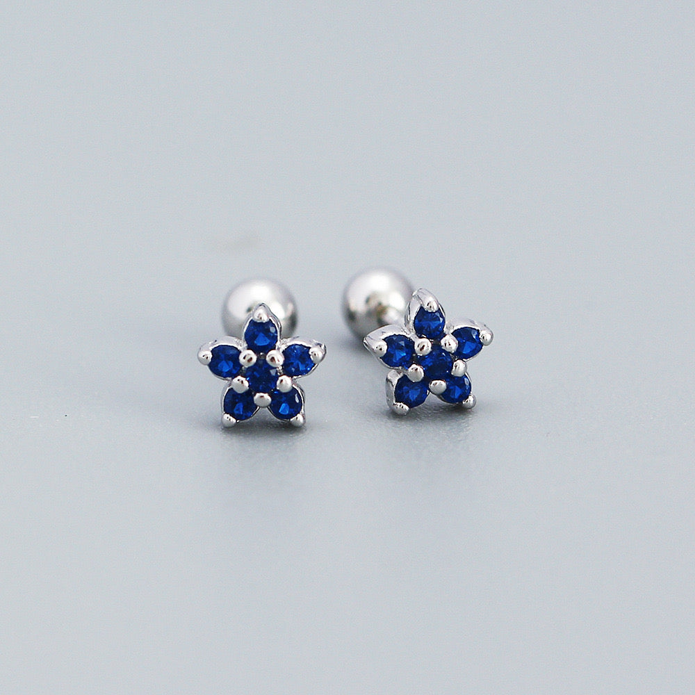 Blue flower flat back studs