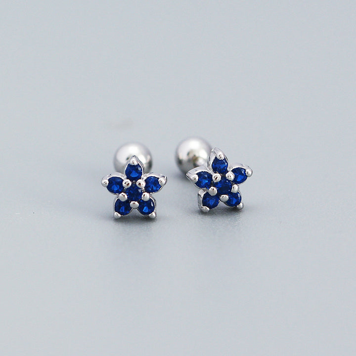 Blue flower flat back studs