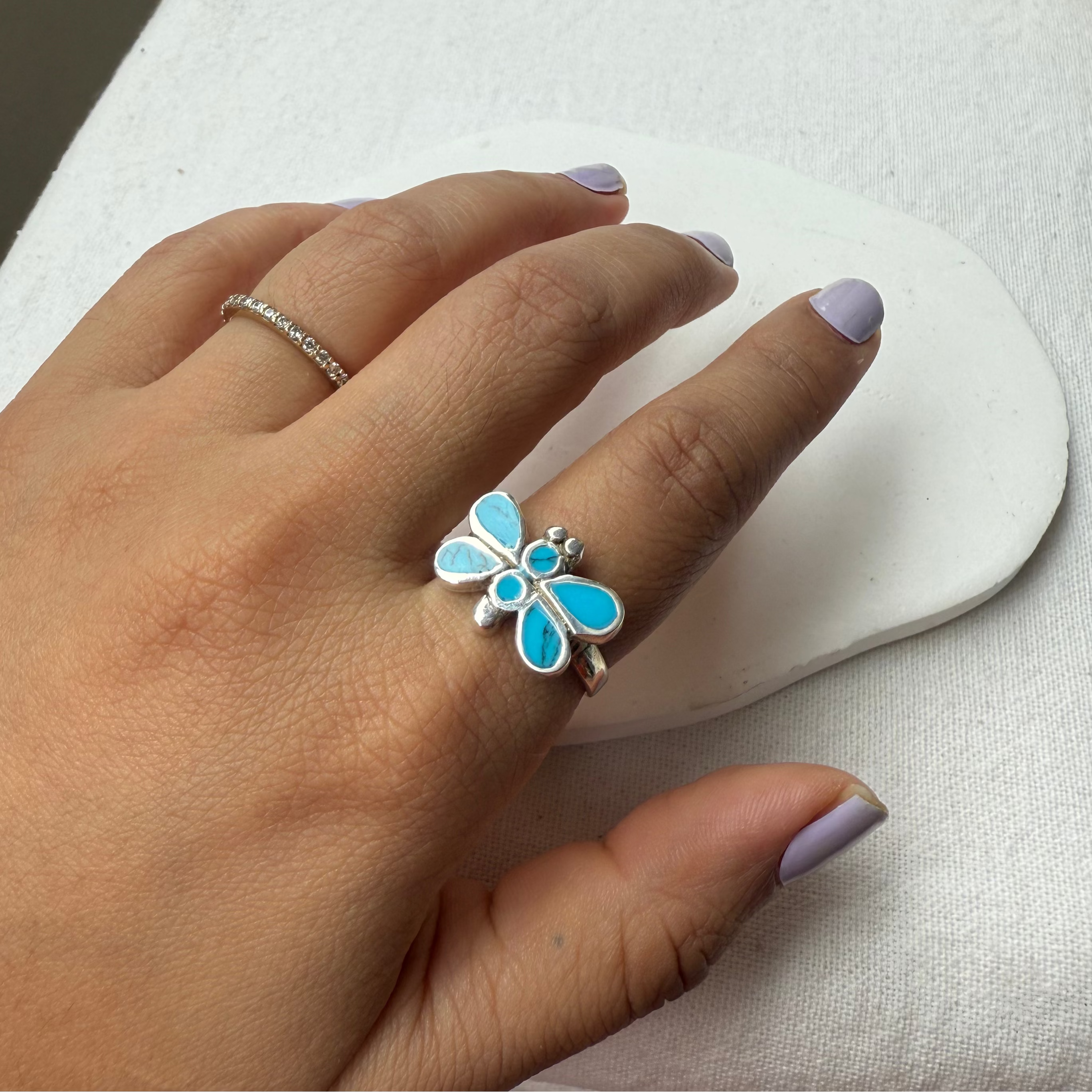 Dragonfly gemstone ring