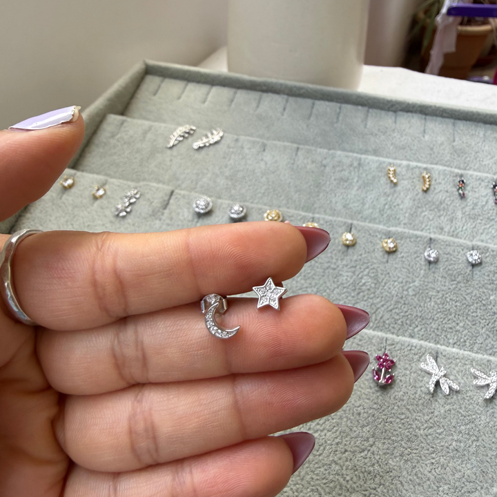 Star moon studs