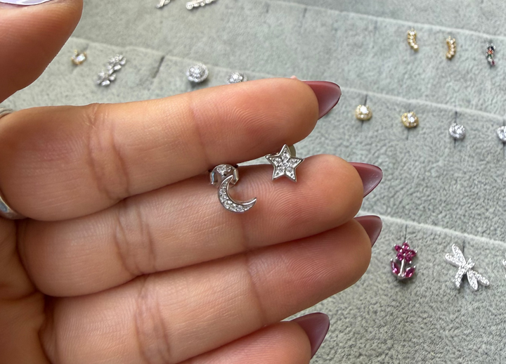 Star moon studs