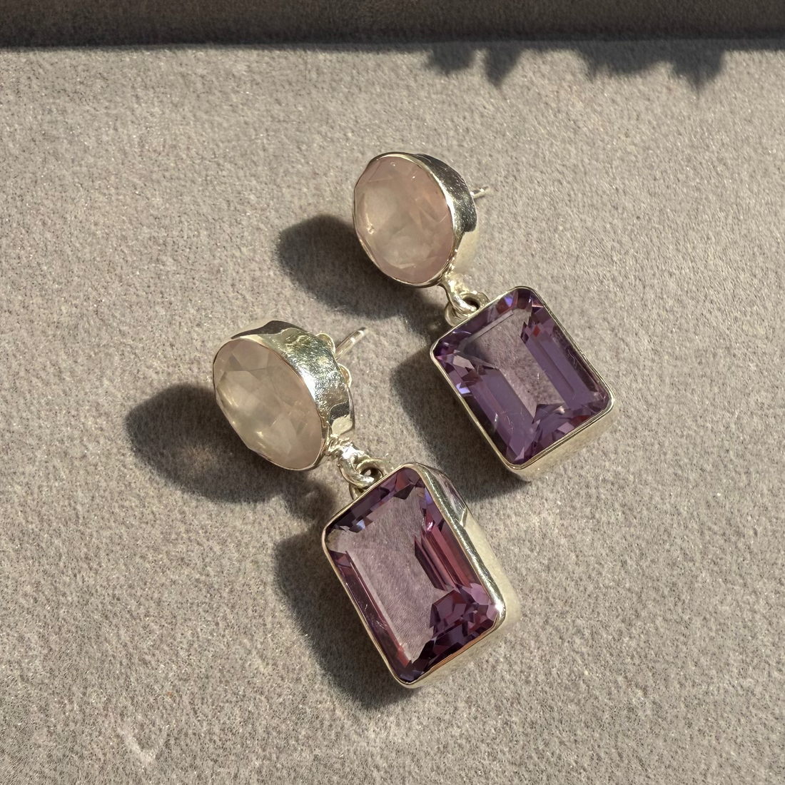 Amethyst & Rose quartz earrings