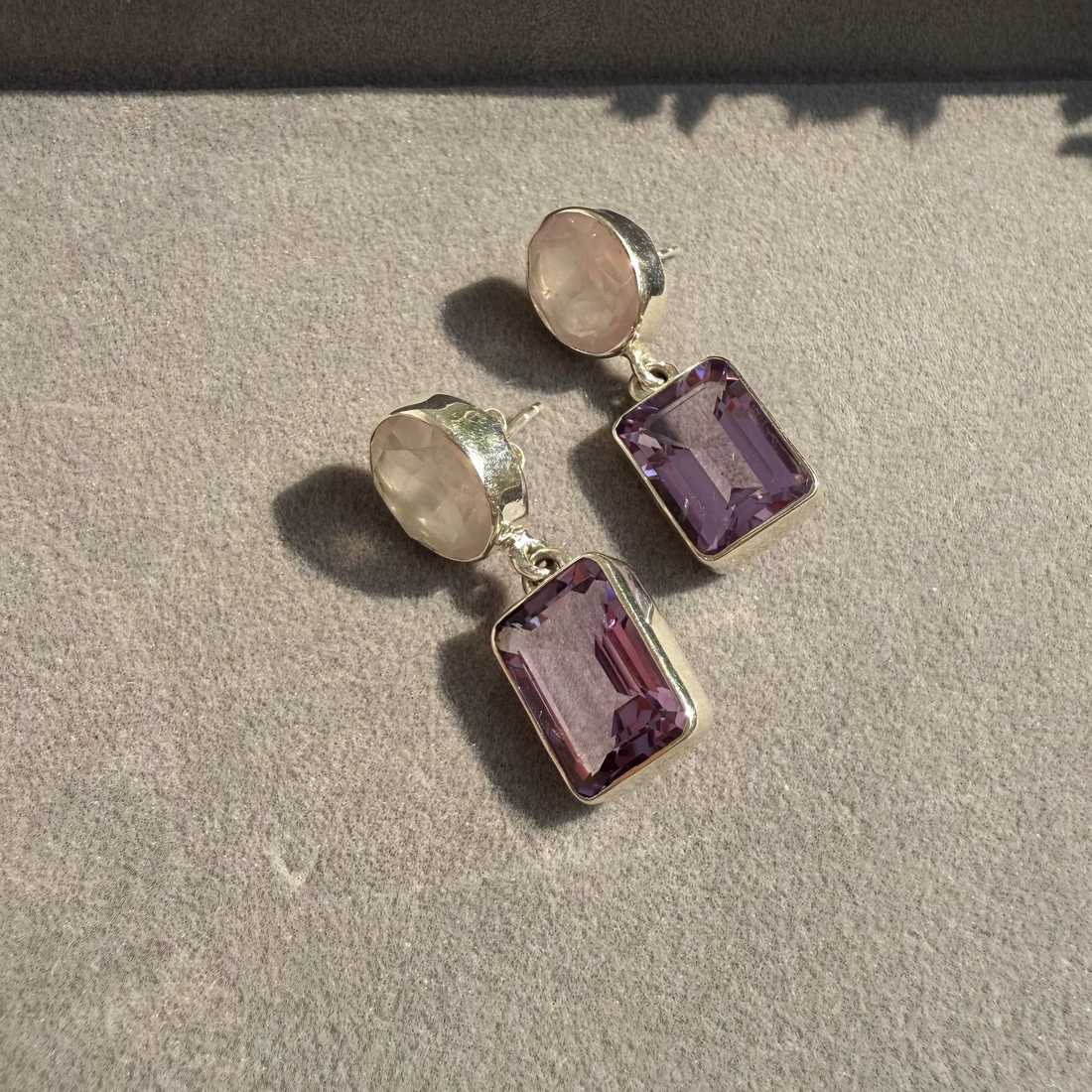 Amethyst & Rose quartz earrings