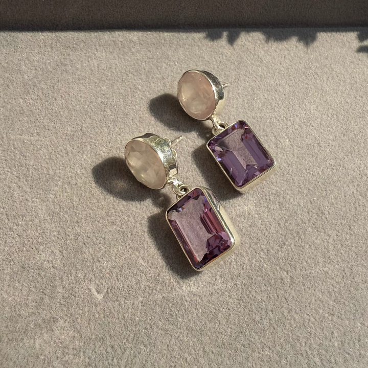 Amethyst & Rose quartz earrings