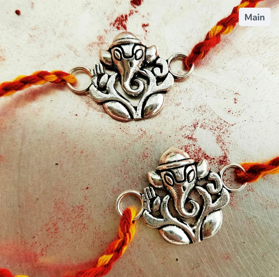 Silver ganesha rakhi