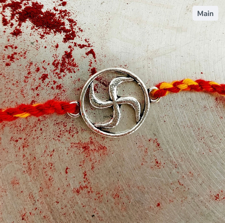 Swastik silver rakhi