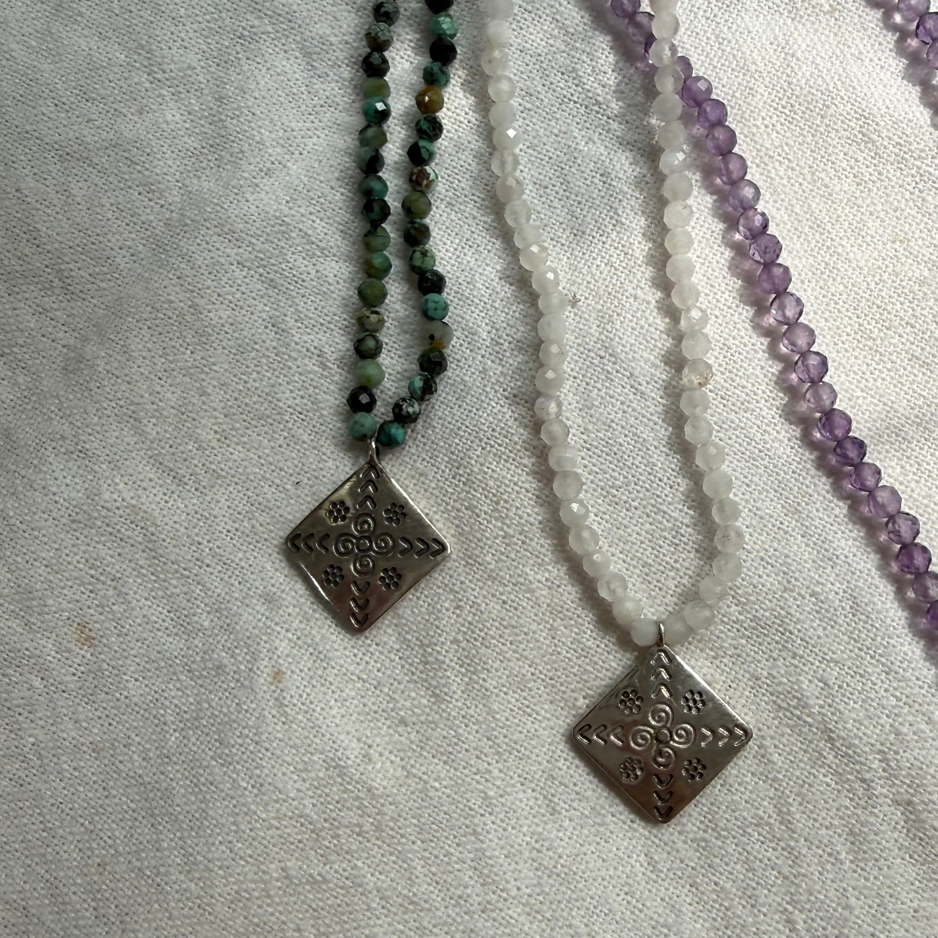 Boho lily beaded necklace