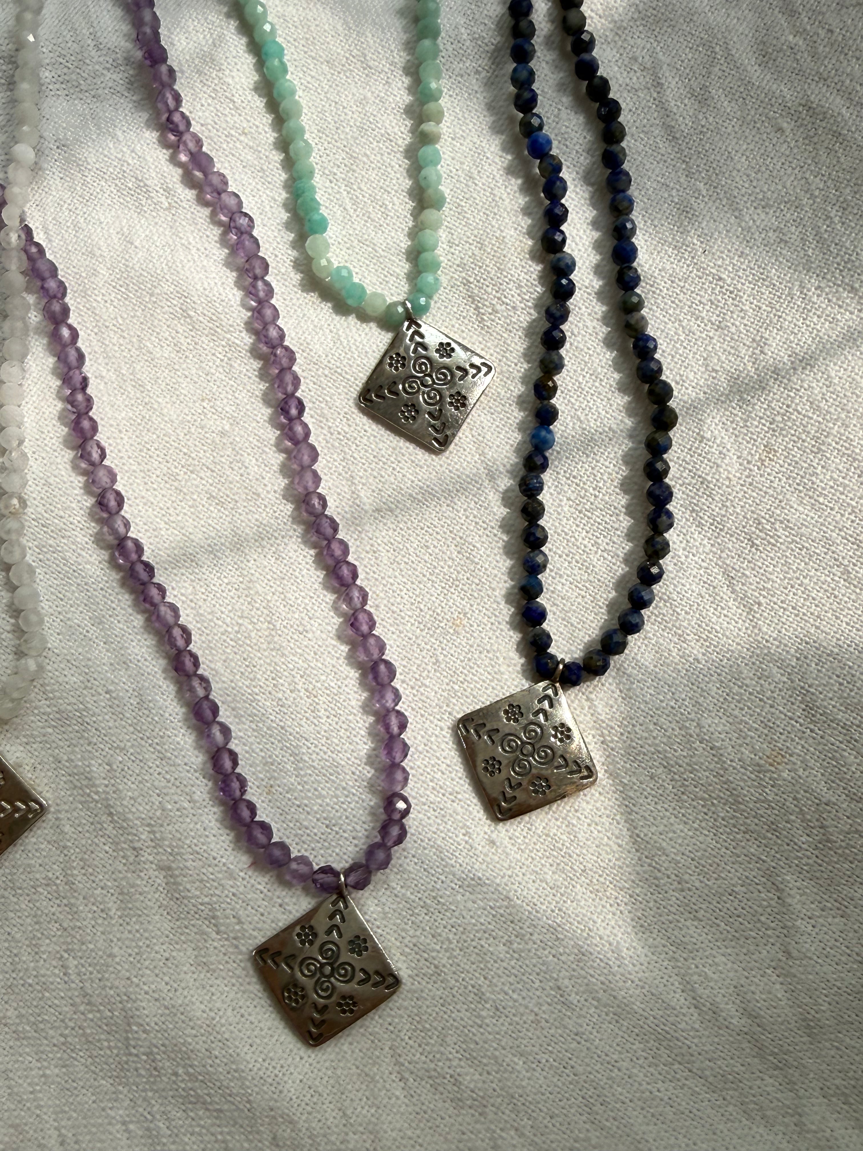 Boho lily beaded necklace