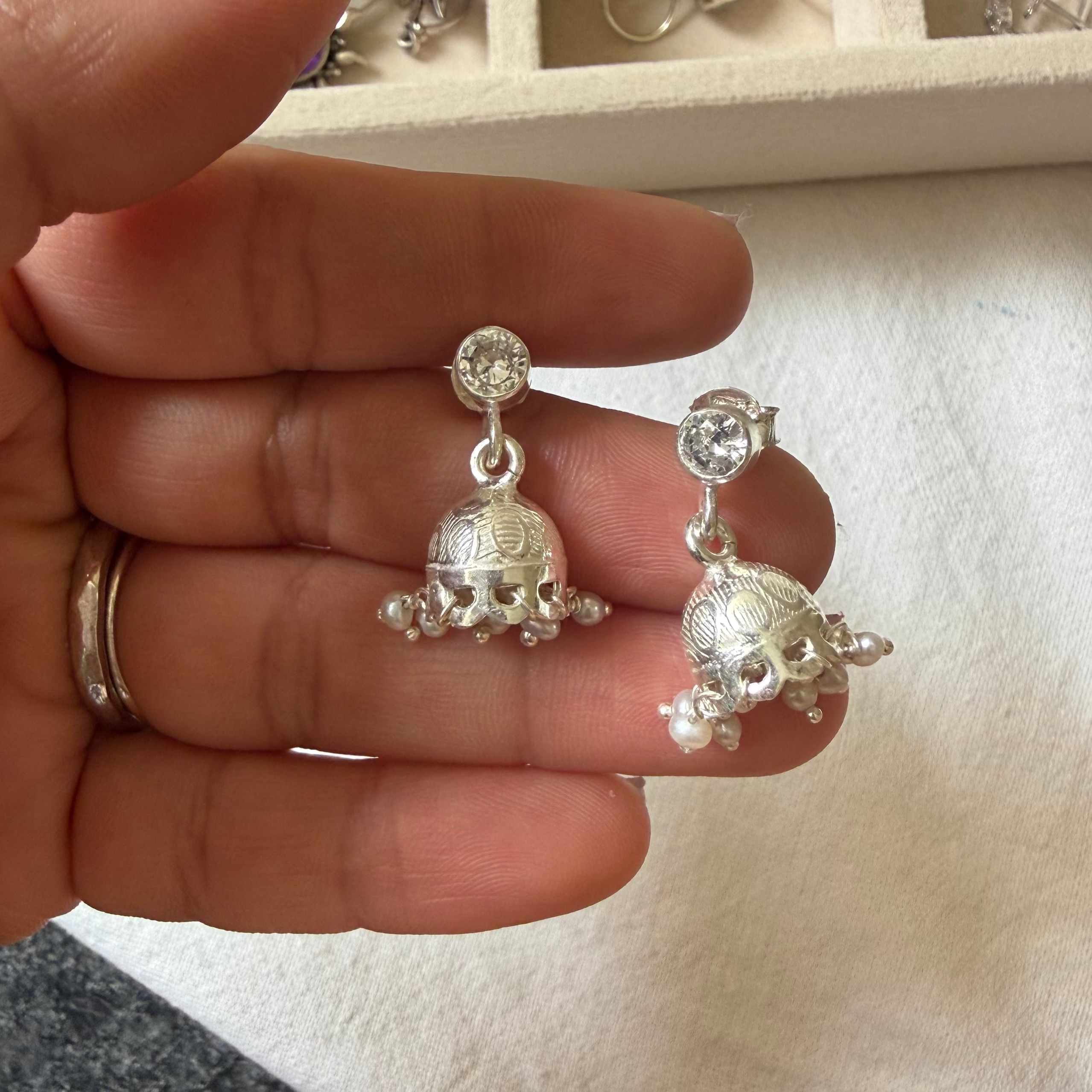 Silver jhumki