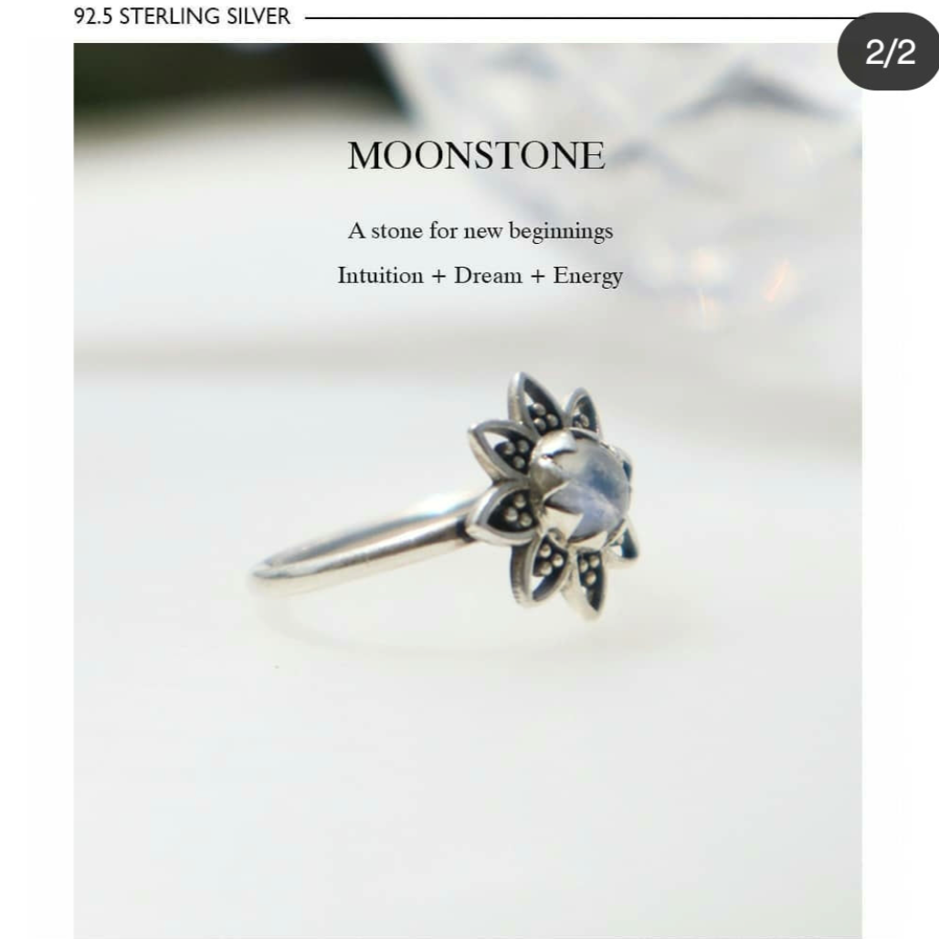 Moonstone flower ring