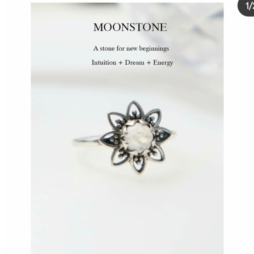 Moonstone flower ring