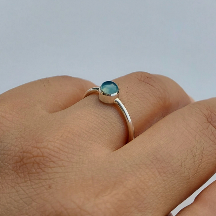 Dainty aqua calcy ring