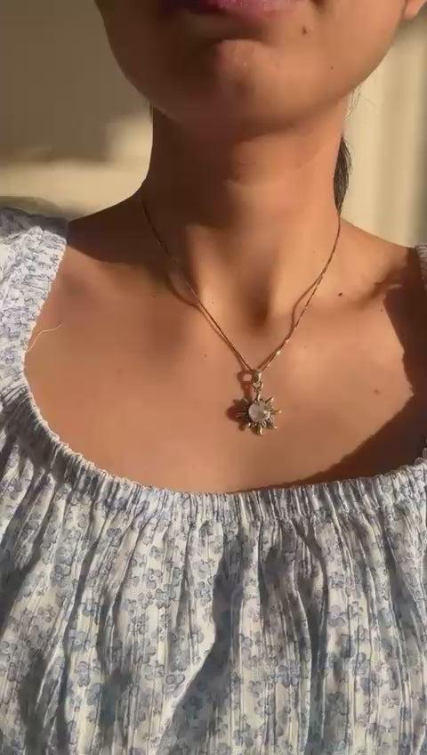 Moonstone sun necklace