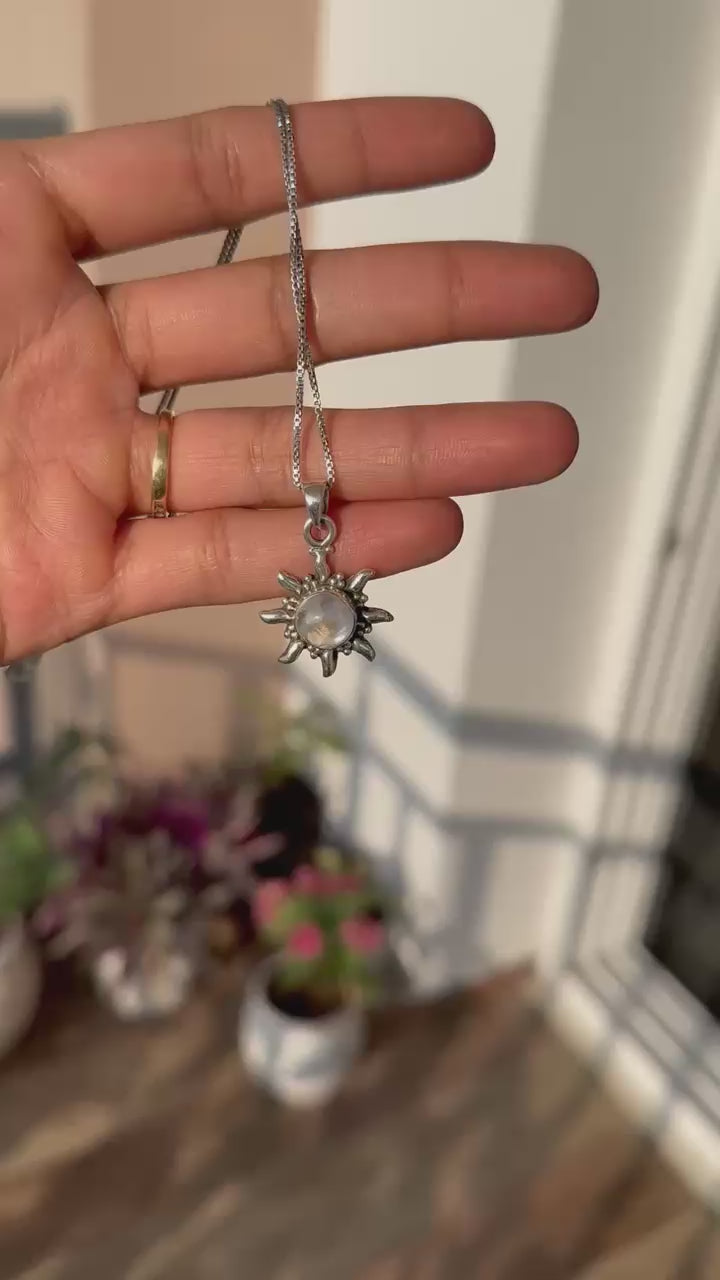 Moonstone sun necklace